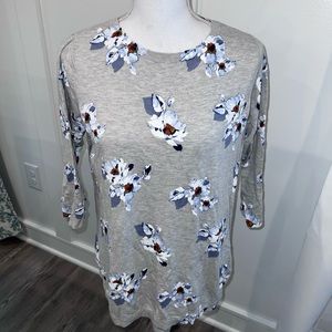 The Limited Floral Gray Sweater